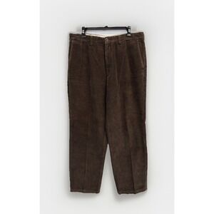 Vintage Perry Ellis Corduroy Pants Men's 36x30 Brown Cotton Chino Preppy